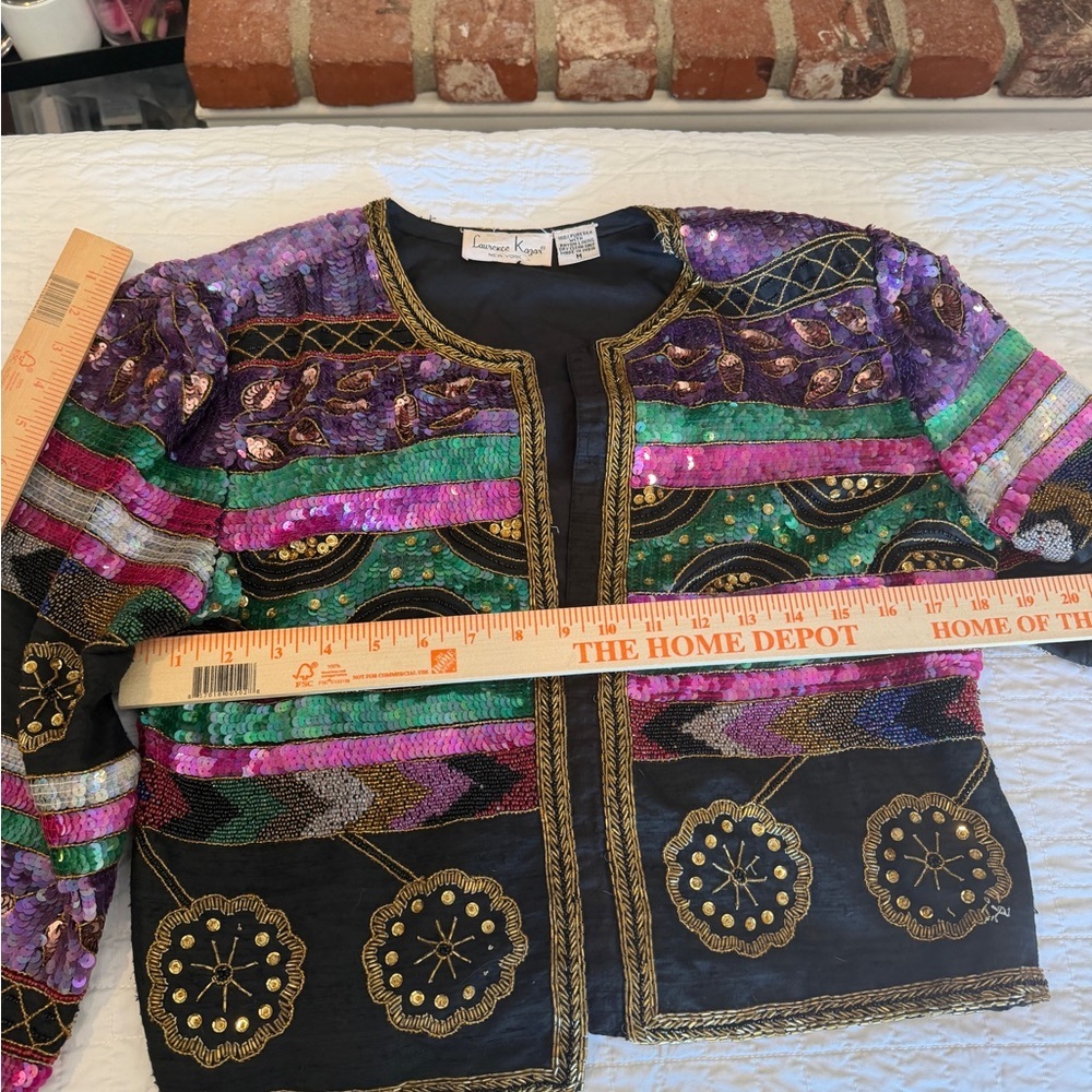 Colorful Vintage Embellished Silk Beaded Women's Jacket - Picture 4 of 8